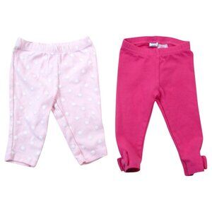 Lot of 2 Carter's Leggings Pants Baby Girls 6 Month Pink White Polka Dot Pull-On